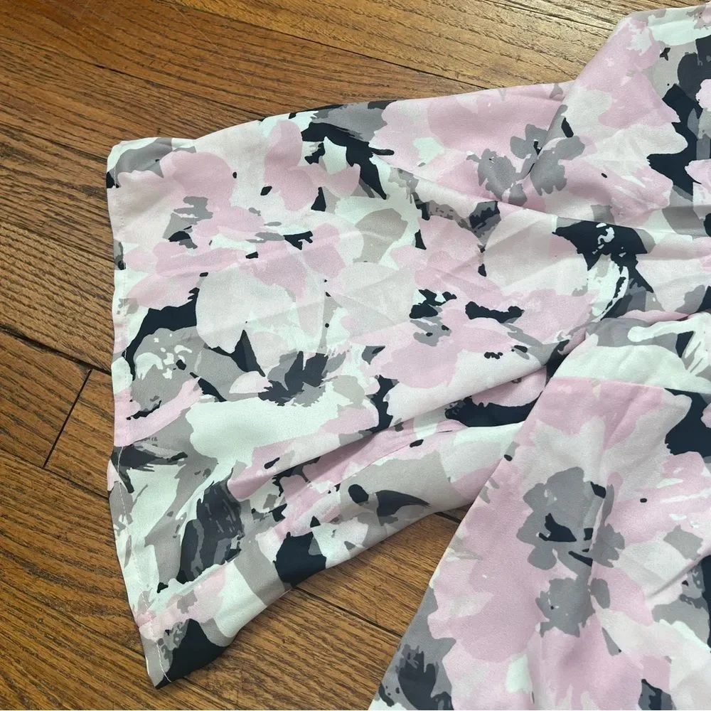 Catherine’s Pink Floral Asymmetrical Flare Sleeve Top Women’s Plus Size 4X